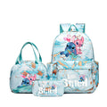 3Pcs Stitch Print Backpack Set, With Tote and Pouch, Large Capacity Lightweight And Breathable Outdoor Knapsack